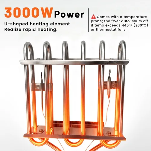 Vista 7 de Freidora doble eléctrica comercial de 3000 W, cesta doble de acero inoxidable con válvula de drenaje de aceite, 2 x 11.6 cuartos de galón