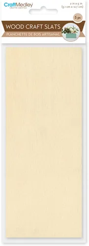 Vista 3 de Manualidades naturales sin pintar, listones de madera para manualidades, juego de 5 (2 x 5 pulgadas)