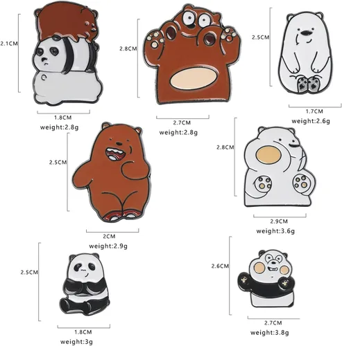 Vista 2 de Broche de esmalte de dibujos animados lindo animal Kawaii bolsas mochilas chaquetas sombrero accesorio decoración (Panda y oso)