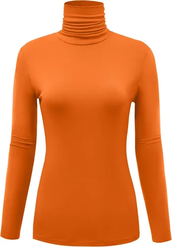 Vista 9 de AUHEGN - Camiseta de cuello alto con manga larga, ligera y ajustada para mujer, con cuello de tortuga (talla S-XXL)