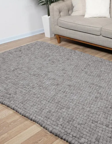 Vista 5 de Unique Loom Colección de Bolas de Felpa - Alfombra de área en forma de nube (2' redonda, color marfil)