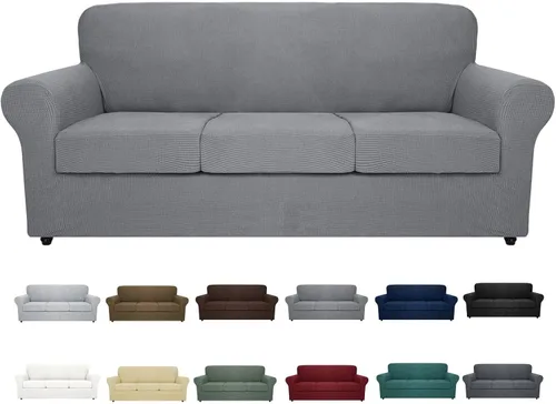 Vista 50 de MAXIJIN 2 piezas de fundas para silla con brazos, funda para silla de sofá para sala de estar, funda elástica para perros para una silla con 1 cojín