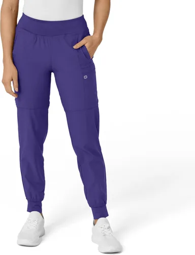 Vista 11 de Pantalón de hospital para mujer con cintura cómoda y estilo jogger, rojo, talla S Negro