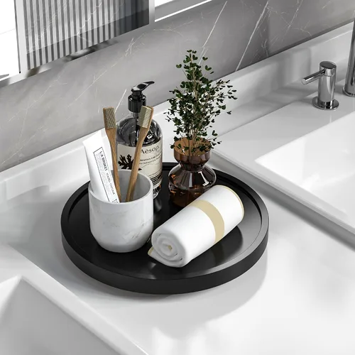 Vista 17 de Lazy Susan Organizador de bambú antideslizante de 9 pulgadas Lazy Susan Beige