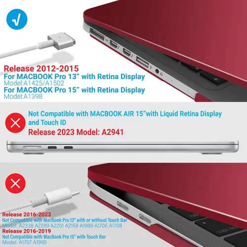 Vista 124 de IBENZER - Compatible con Funda para MacBook Pro de 13 Pulgadas 2015 2014 2013 Finales 2012 A1502 A1425, Carcasa Rígida con Cubierta para Teclado