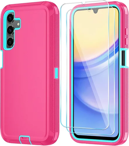 Vista 19 de Qinmay Funda para Samsung Galaxy A15 5G con protector de pantalla HD, resistente a los golpes y a las caídas, funda de 3 capas para Galaxy A15, Negro