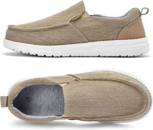 Vista 5 de Mocasines casuales para hombre, zapatos náuticos para hombre, cómodos, ligeros, de lona, antideslizantes, zapatos para caminar