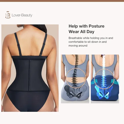 Vista 4 de Lover-Beauty Entrenador de cintura para mujer corsés de látex faja de entrenamiento reloj de arena