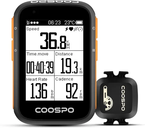 Vista 10 de Computadora de bicicleta COOSPO inalámbrica con GPS, velocímetro de bicicleta con retroiluminación automática, computadora de ciclismo GPS Bluetooth