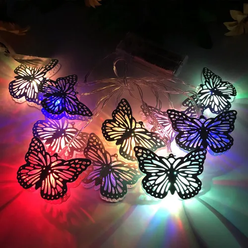 Vista 10 de keeda Guirnalda de luces decorativas de mariposa de 9.8 pies, 20 luces LED de mariposa de Navidad, funciona con pilas, para dormitorio, patio