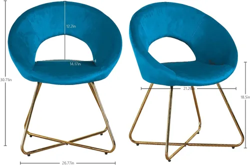 Vista 3 de Juego de 2 sillas modernas de terciopelo para sala de estar, sillas de comedor, sofá individual, cómodas sillas tapizadas, sillas de descanso