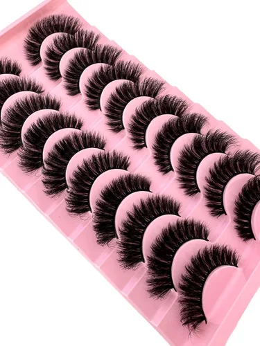 Vista 5 de 10 pares de pestañas postizas de visón 3D, hechas a mano, pestañas largas y finas, pestañas naturales para maquillaje de ojos (3-6)