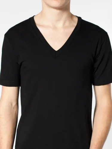 Vista 3 de American Apparel - Playera fina de mangas cortas, con cuello en V, para hombre/unisex