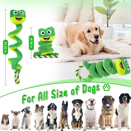 Vista 2 de VIWIK Juguetes interactivos chirriantes para perros, juguetes de peluche masticables para perros grandes, medianos y pequeños, juguetes inteligentes