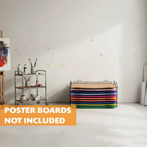 Vista 4 de BAZIC - Estante de exhibición apilable para pósteres, 10 ranuras, estantes de secado de arte, revestimiento de polvo de acero metálico