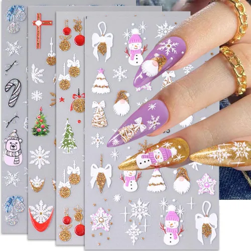 Vista 10 de Calcomanías de uñas con letras, 8 hojas de calcomanías de uñas con letras en inglés antiguo, 3D, autoadhesivas, doradas, plateadas, negras, blancas