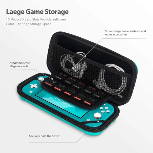 Vista 16 de CALLCASE Carrying Case for Switch Lite with Glass Screen Protector, Portable Hard Shell Travel Case Storage Bag for Switch Lite Console and