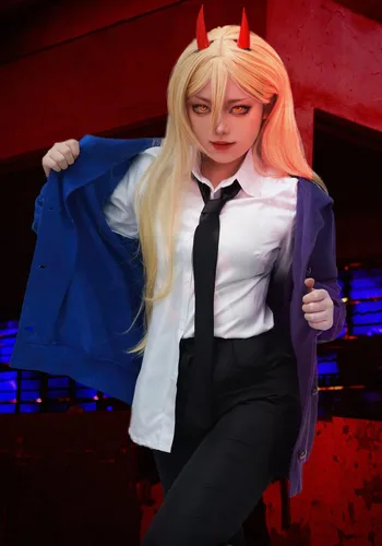 Vista 7 de C-ZOFEK Disfraz de cosplay para mujer, talla estadounidense, con corbata, para motosierra de anime