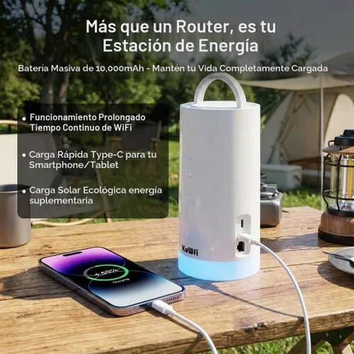 Vista 3 de KuWFi Punto de acceso portátil de 4G LTE Cat6 WiFi, luz que acampa, batería