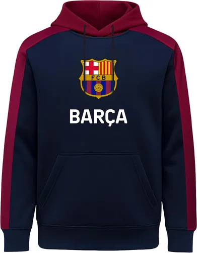 Vista 4 de Icon Sports Officially Licensed FC Barcelona Adult Men's Pullover Hooded Sweatshirt azul marino (45PH-Navy)