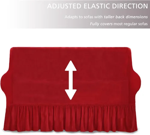Vista 95 de NICEEC Funda para sofá biplaza, súper suave, 1 pieza, color rojo vino, elástica, universal, de elastano, para sala de estar, fácil ajuste, lavable
