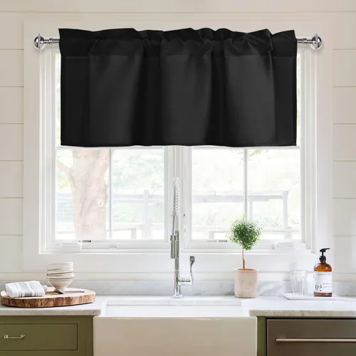 Vista 39 de XWZO Cortinas de cenefas de cocina para ventanas, sala de estar, dormitorio, baño, cubiertas superiores, estilo granja rústico, comedor, aislamiento