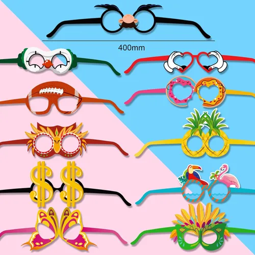 Vista 2 de HOWAF Divertido marco de anteojos de fiesta, 30 piezas de cartón, accesorios de cabina de fotos, para niños y adultos, accesorios novedosos