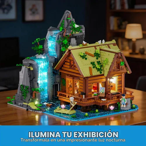 Vista 5 de Lumibricks Waterfall-Cabin Lighting Building Set, 2539 Pcs Landscape Set