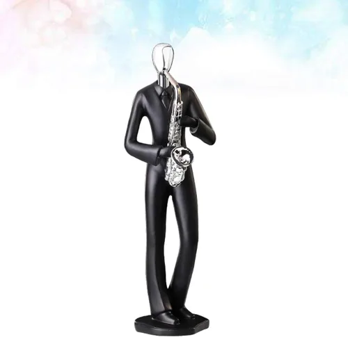Vista 2 de Healifty 1 figura de resina de saxofón de personaje musical para decoración de escritorio en casa, oficina, adorno ligero y único para decoración