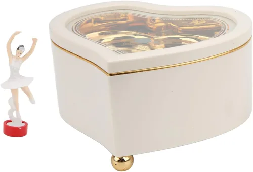 Vista 9 de ENTHUSRI Caja de música con mecanismo de bailarina, caja de música giratoria en forma de corazón, bonita y exquisita mano de obra para regalos
