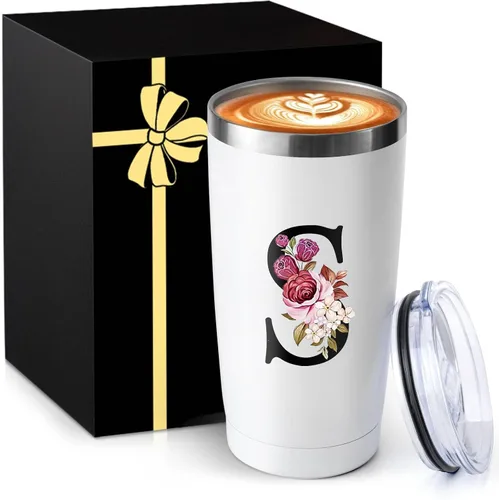 Vista 19 de Taza de café aislada de 20 onzas con tapa de acero inoxidable a prueba de derrames y fugas, pesada, grande, reutilizable, térmica, para viajes