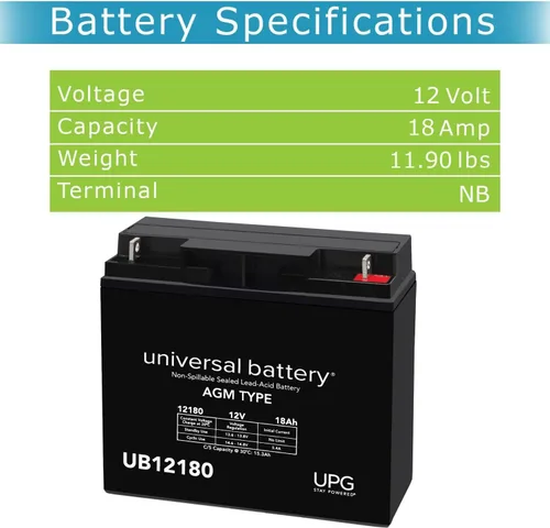 Vista 3 de Universal Power Group 12V 18AH Champion Generator 9000 7000 Batería recargable