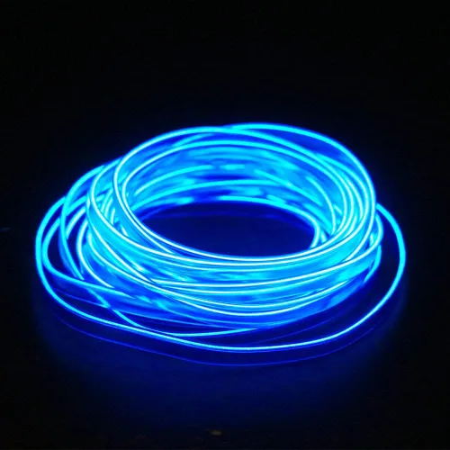 Vista 2 de Luces de cable EL para el interior del coche, luz de panel azul neón de 16 pies/5 m, tira de luz LED para coche, USB 5V, decoración