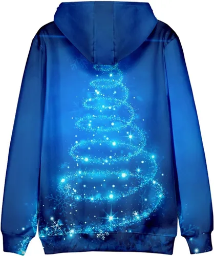 Vista 3 de Christmas Hoodies For Men Oversized Cotton Light Weight Graphic Ugly Christmas Sweatshirt Cool Soft Pullover