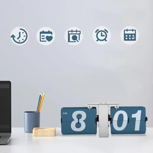Vista 3 de Reloj con tapa de alta precisión, estilo retro, reloj de estante de escritorio, mecánico clásico, pantalla digital, reloj de pared alimentado por