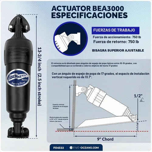 Vista 3 de Sistema de aletas de compensación eléctrico Bolt 12" x 9", kit completo BOLT129, 12V DC - FO4322