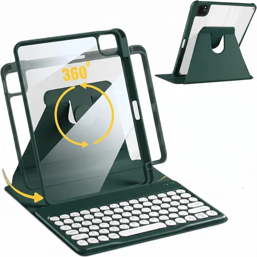 Vista 9 de Funda para iPad de 9ª/8ª/7ª generación con teclado de 10.2 pulgadas, cubierta inteligente giratoria con teclado Bluetooth magnético desmontable