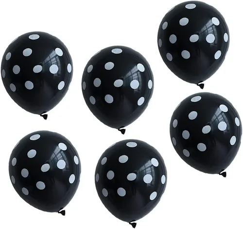 Vista 7 de 60 globos de lunares rojos y negros de mariquita, globos de punto ondulado, suministros de decoración de cumpleaños, boda, fiesta, juguetes