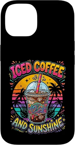 Vista 4 de Iced Coffee Sunshine Palm Trees Retro Summer Drink Case for iPhone 17
