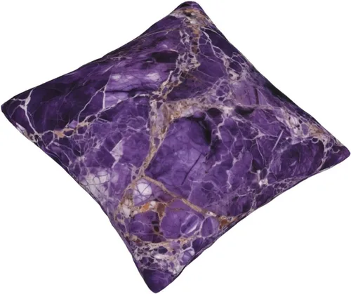 Vista 2 de Fundas de almohada con estampado de mármol morado, fundas de almohada suaves, fundas de almohada cuadradas, fundas de cojín decorativas para sofá