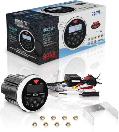 Vista 5 de BOSS Audio Systems MGR350B Receptor de medidor estéreo marino para barco – Unidad principal Bluetooth, sin reproductor de CD DVD, amplificador de 4