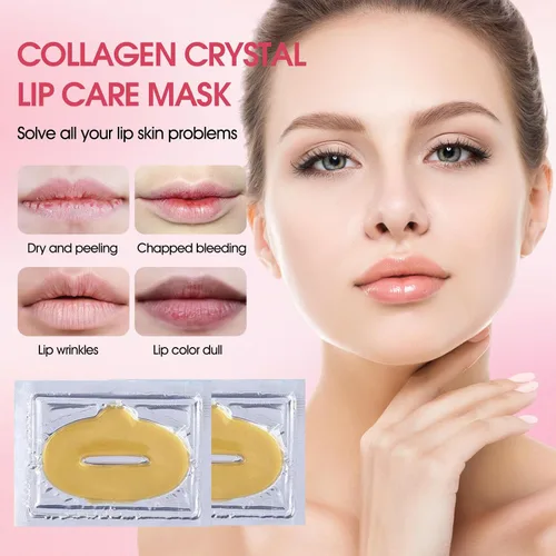 Vista 2 de 30 mascarillas hidratantes para labios con cristales de colágeno, antienvejecimiento y antiagrietamiento, reducen las arrugas de los labios