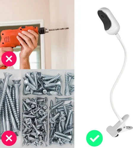 Vista 4 de Soporte para monitor de bebé con cuello de cisne para Motorola, Owlet, VAVA, Arlo Baby Monitor y la mayoría de cámaras de seguridad universales