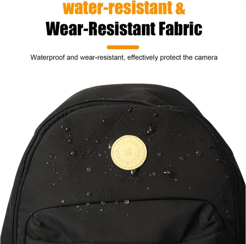 Vista 9 de Cwatcun Mochila para cámara pequeña para mujer, bolsa de cámara réflex digital de moda con correa de trípode, compartimento para laptop y divisores