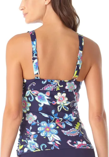 Vista 2 de Anne Cole Tankini de natación estándar para mujer, con varillas, parte delantera y torcida
