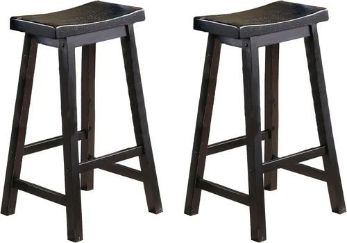 Vista 12 de Lexicon Saddleback - Juego de 2 taburetes de cocina de madera maciza, taburetes de cocina de altura para comedor, opciones de asiento de silla sin