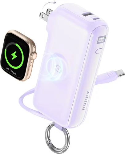Vista 10 de RORRY Flow Cargador portátil 10000mAh 40W Enchufe de pared Banco de energía Rosa