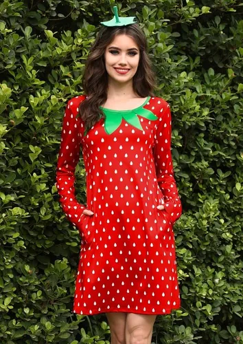 Vista 3 de Spadehill Minivestido de Halloween de manga larga con cuello redondo y bolsillos estampados de frutas para mujer