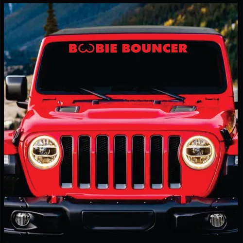 Vista 10 de Sticker Connection Banner para parabrisas Boobie Bouncer Divertida calcomanía troquelada para Jeep Wrangler, calcomanía de parachoques