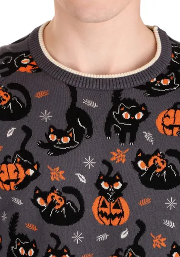 Vista 6 de Suéter de Halloween para Adultos Gato Peculiar Multicolor